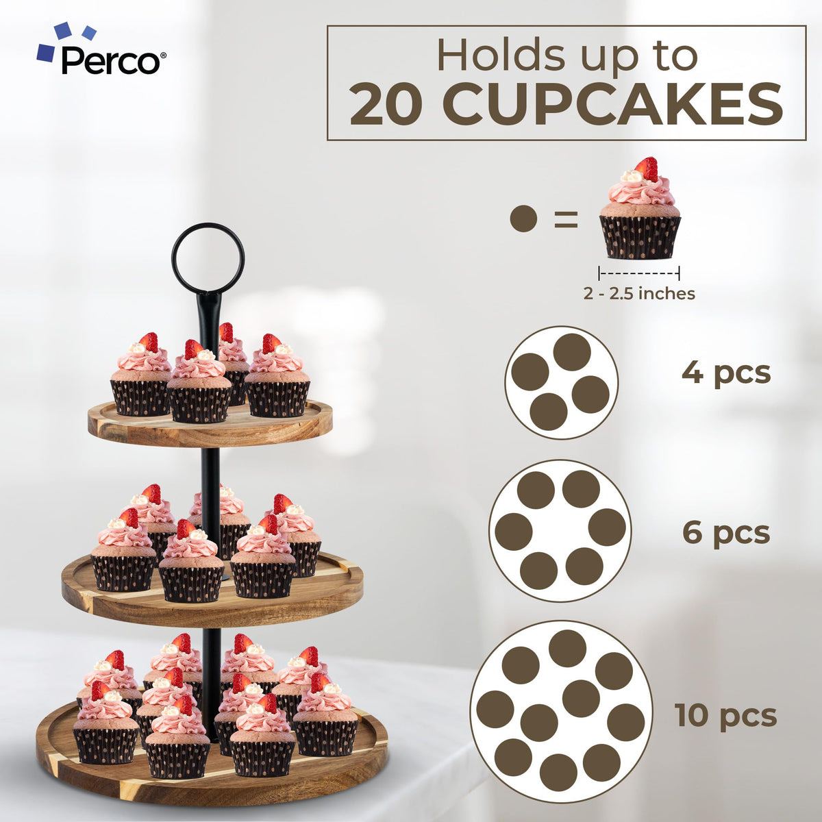 Perco Cupcake Stand being assembled without tools for quick setup