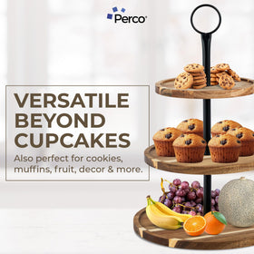 Close-up of Perco Cupcake Stand wood texture highlighting natural craftsmanship