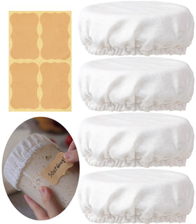 Perenllareta 4-inch sourdough jar cover closeup showing breathable cotton mesh for airflow.