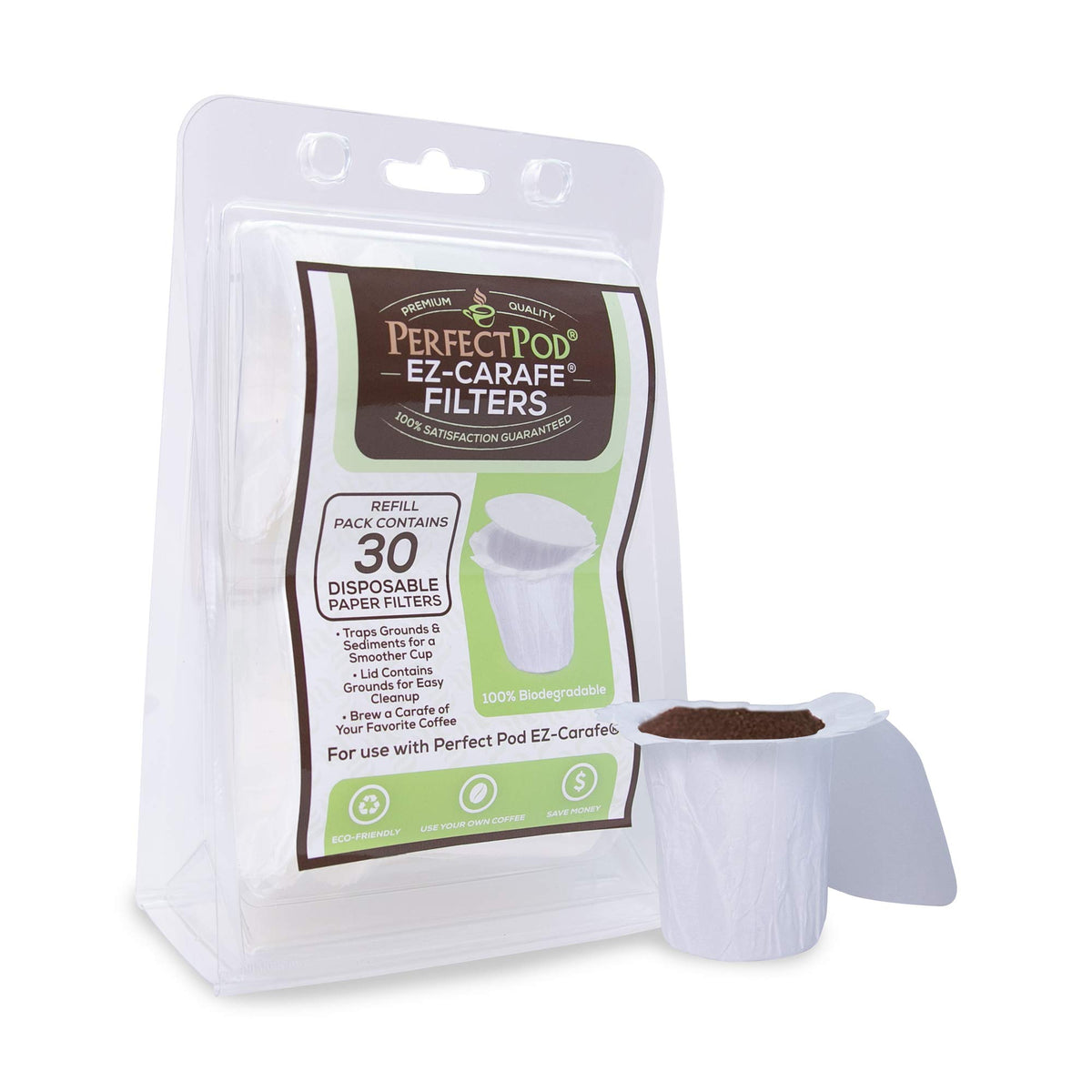 Filters trap oils and sediment for a smoother cup.