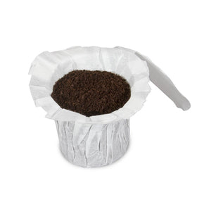 EZ-Carafe top lid and filters in action for easy, mess-free brewing.