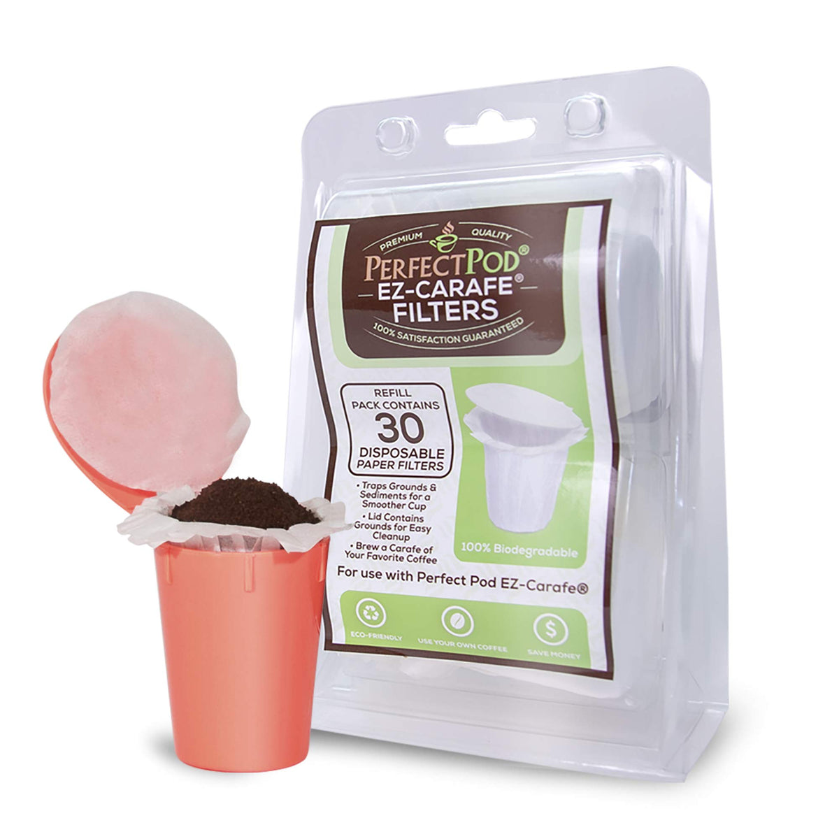 Product image highlights quick cleanup with EZ-Carafe system.