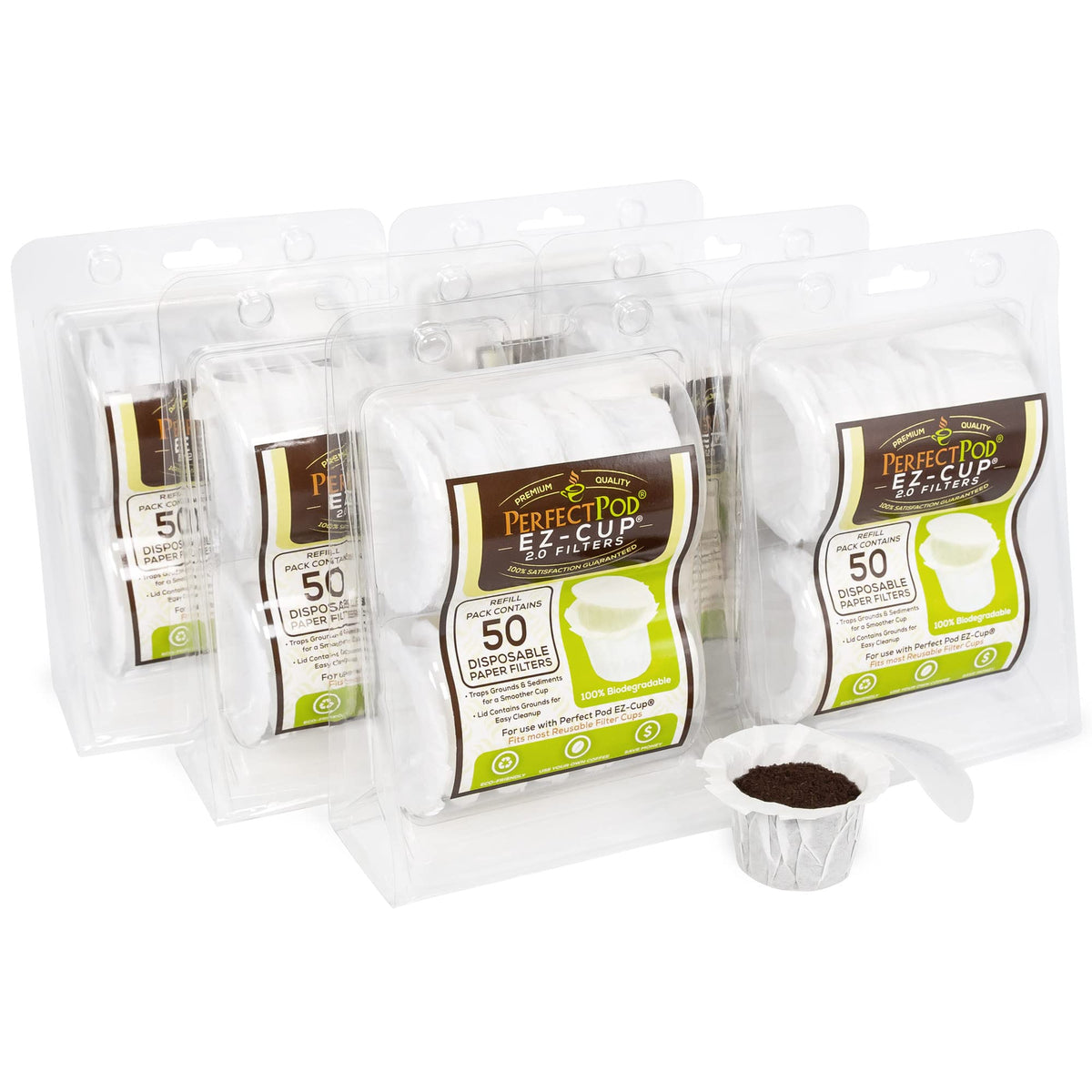 Perfect Pod EZ-Cup 2.0 disposable filters pack for a clean single-serve brew.