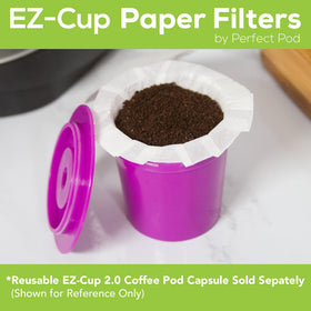 Perfect Pod EZ-Cup 2.0 close-up shows oils and sediments removal for purity.