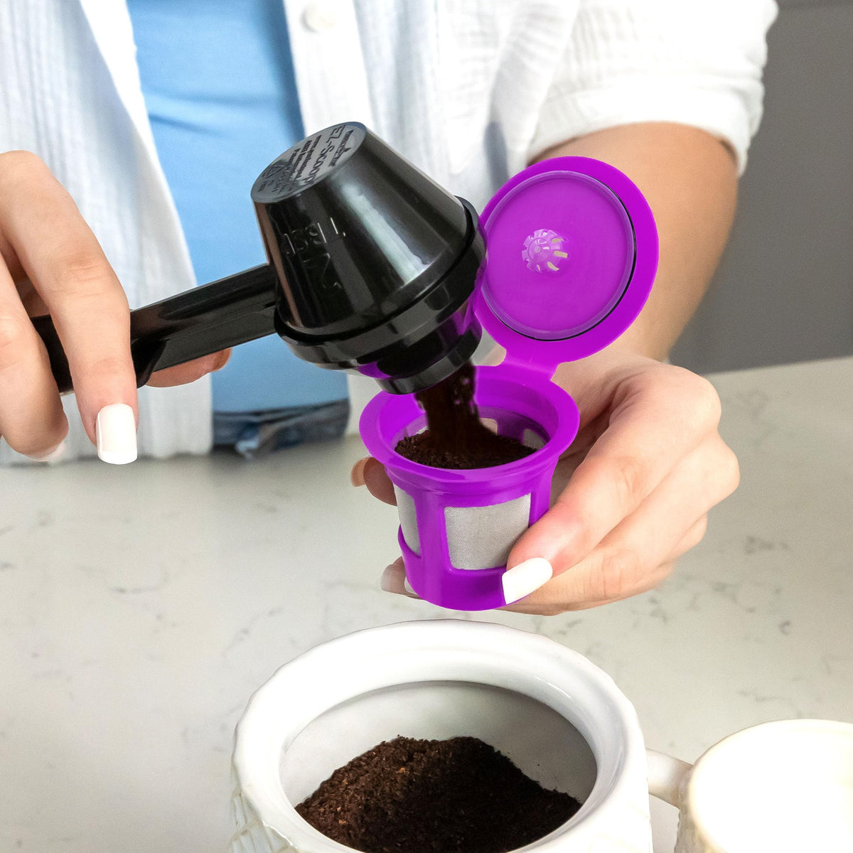 PERFECT POD refillable K-Cup close-up shows BPA-free reusable design.