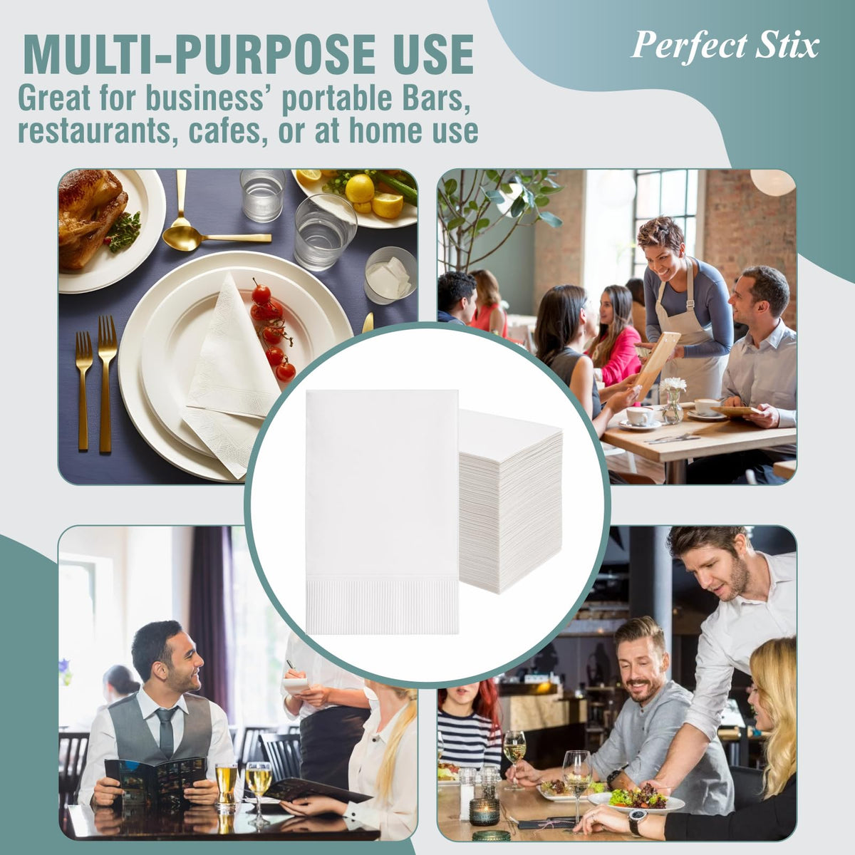Perfect Stix Bell Marque catered events setup with reliable 2-ply napkins.