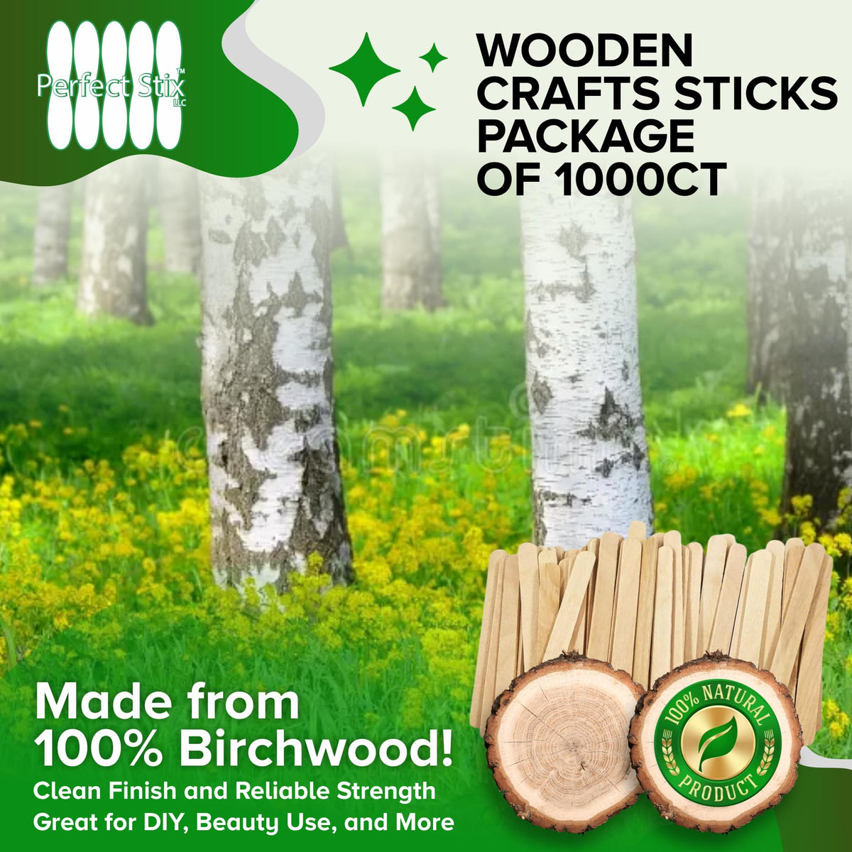 Perfect Stix bulk pack of 1000 sticks supports large art projects.