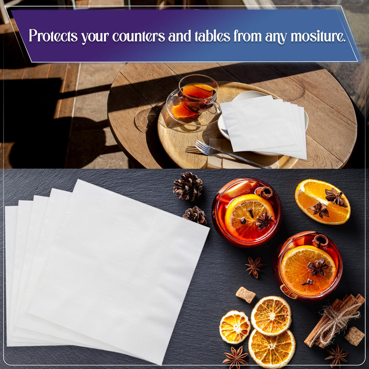 Perfect Stix White 4.5 inch napkins protect surfaces during drinks and snacks
