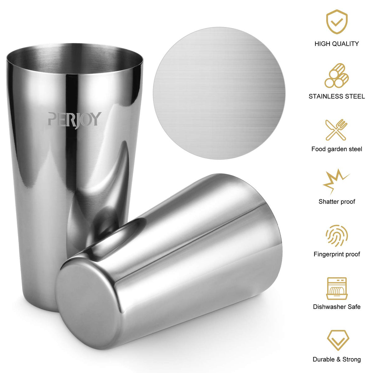 Perjoy muddler, spoon, and ice tongs for layered drinks.