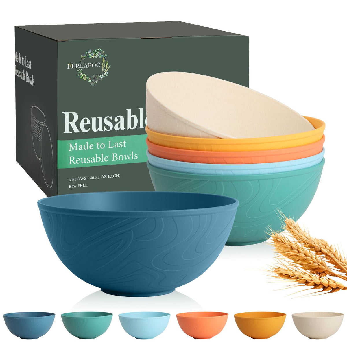 Perlapoc unbreakable bowls 40oz front view highlighting durability for daily use