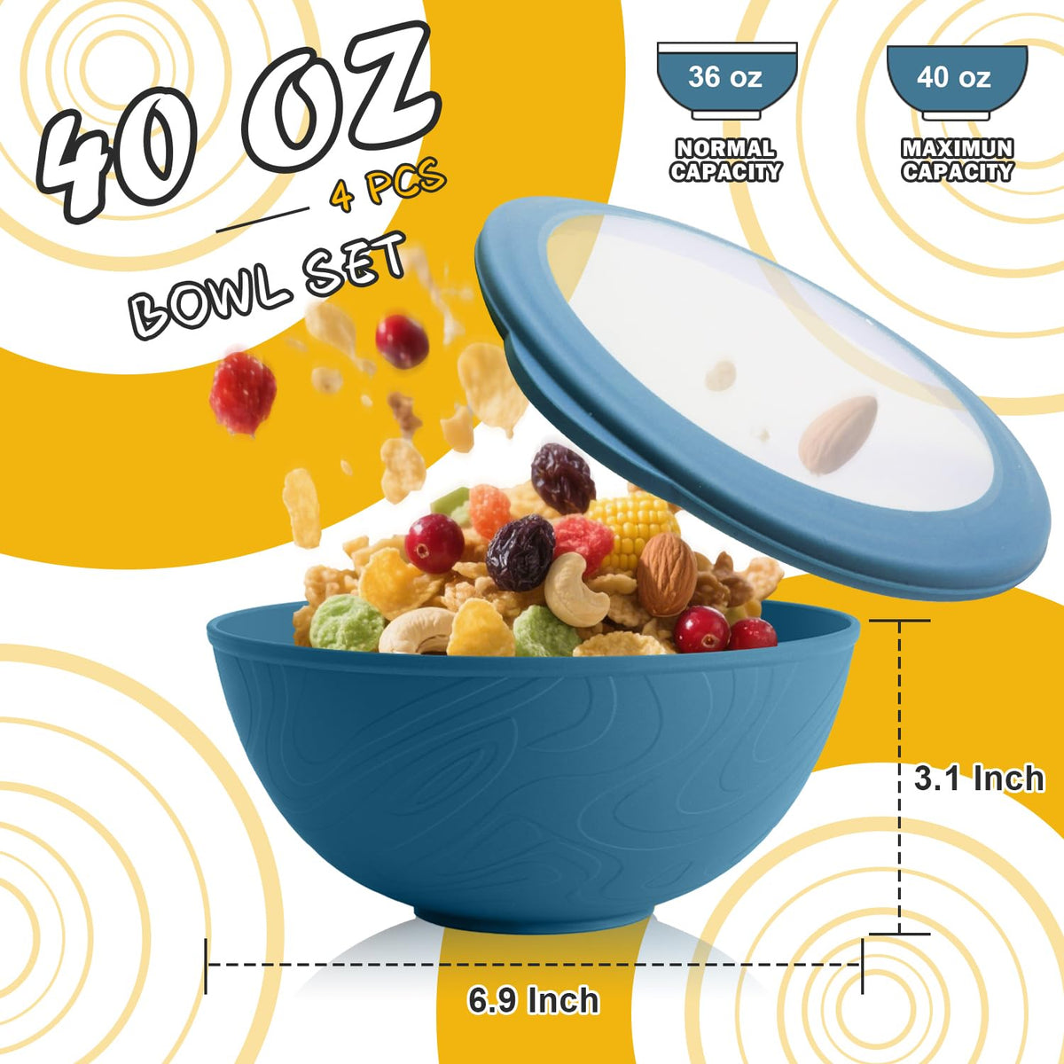 Perlapoc bowls with anti-slip-pattern lids for stable, spill-free serving at home.