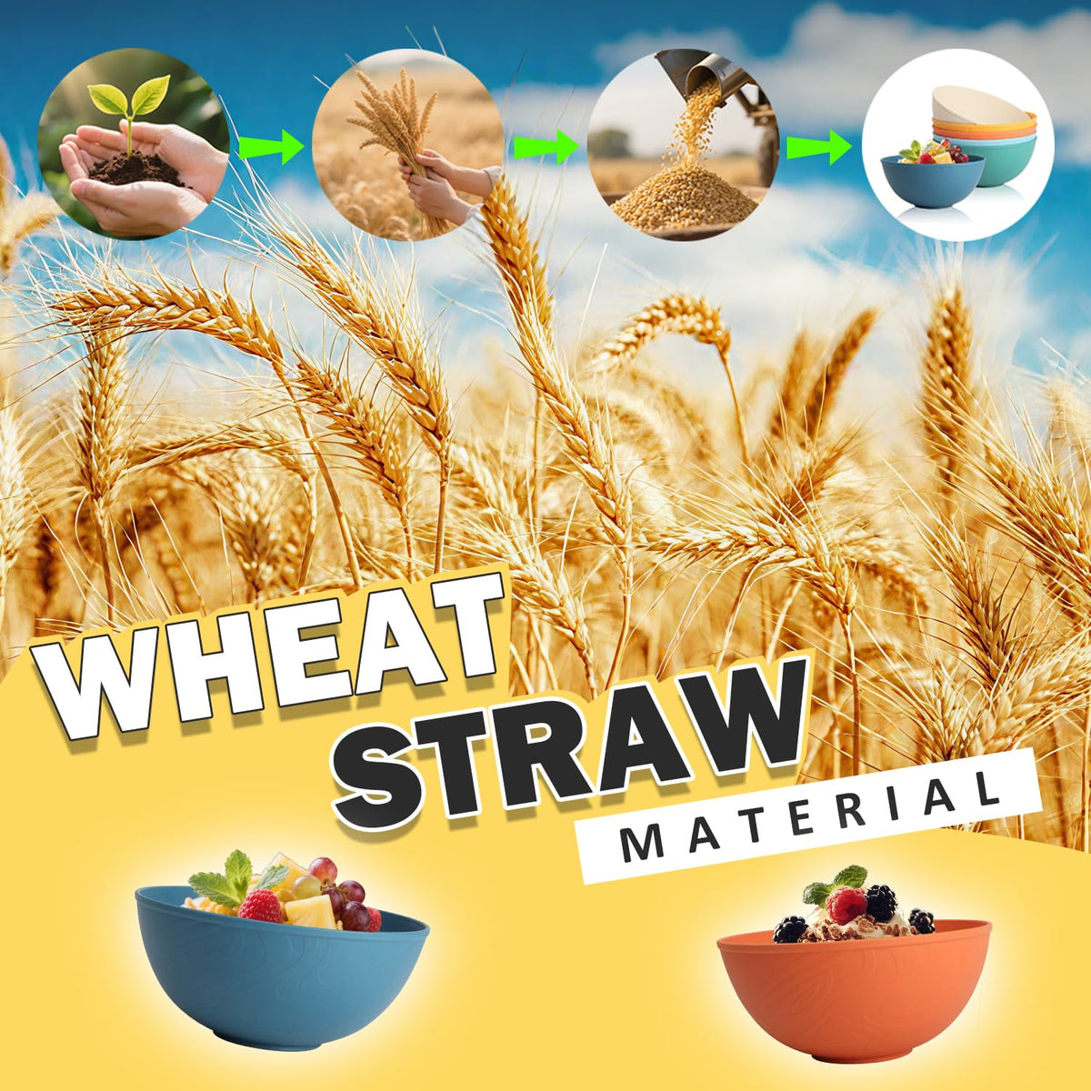 Perlapoc wheat straw bowls outdoor-friendly lightweight design