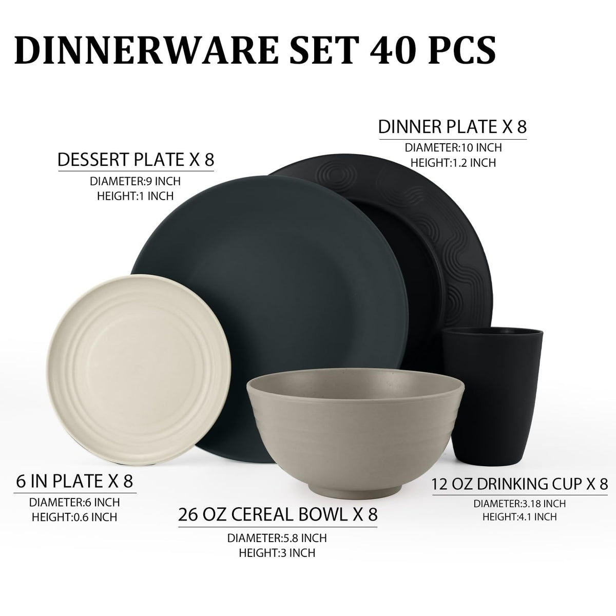 Perlapoc 10-inch plate from the wheat straw set for sturdy family dining.