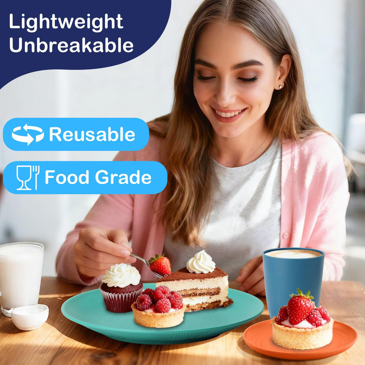 Perlapoc wheat straw drinking cup lightweight for kids' meals.