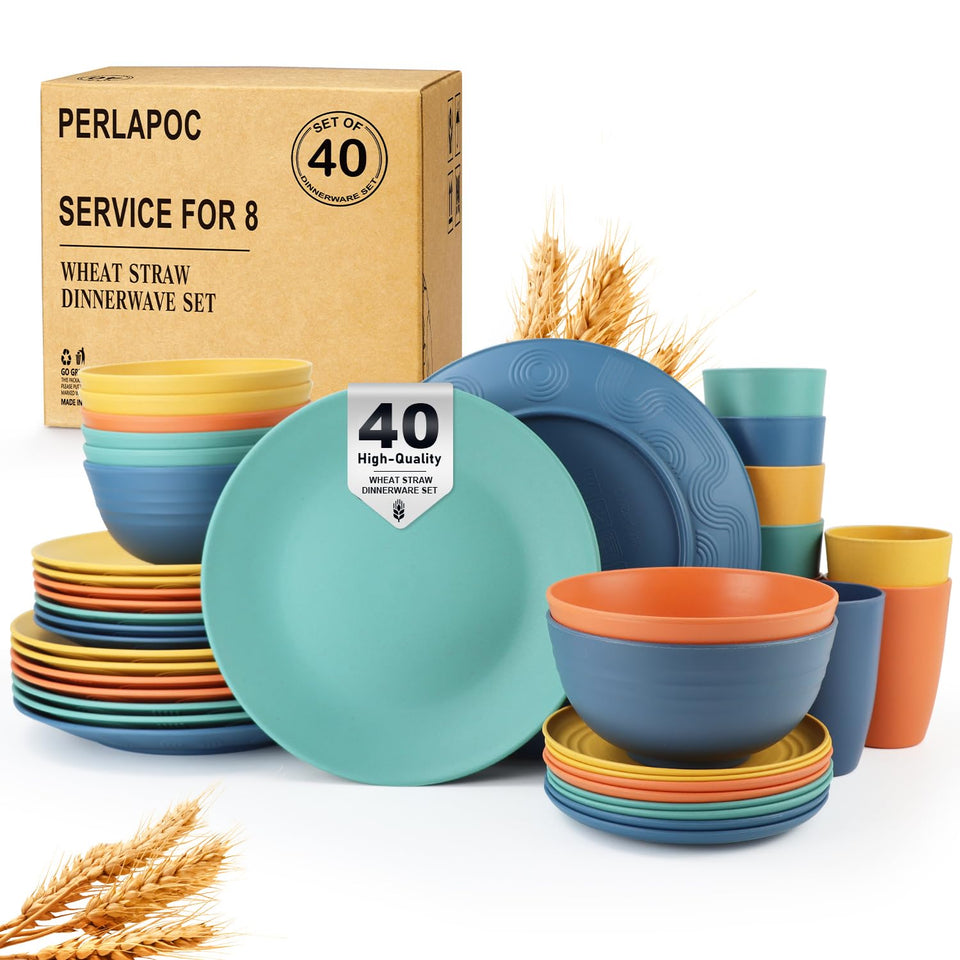 Perlapoc 10-inch wheat straw plate with modern embossing for everyday dining.