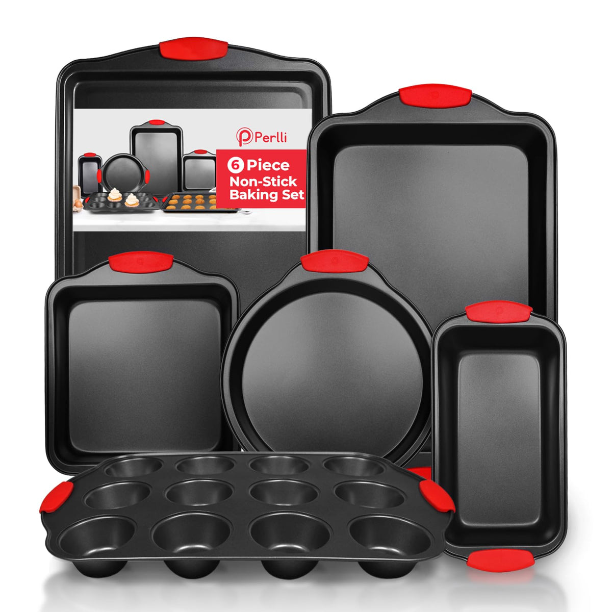 PERLLI 6-piece bakeware set overview for versatile cooking.