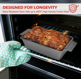 PERLLI Meat Loaf Pan nonstick coating enables effortless food release after baking.