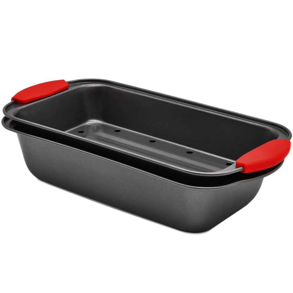 PERLLI meatloaf pan with drip-tray insert for healthier baking