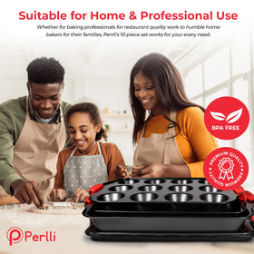 PERLLI 12-cup cupcake pan bakes evenly and releases cupcakes with ease.
