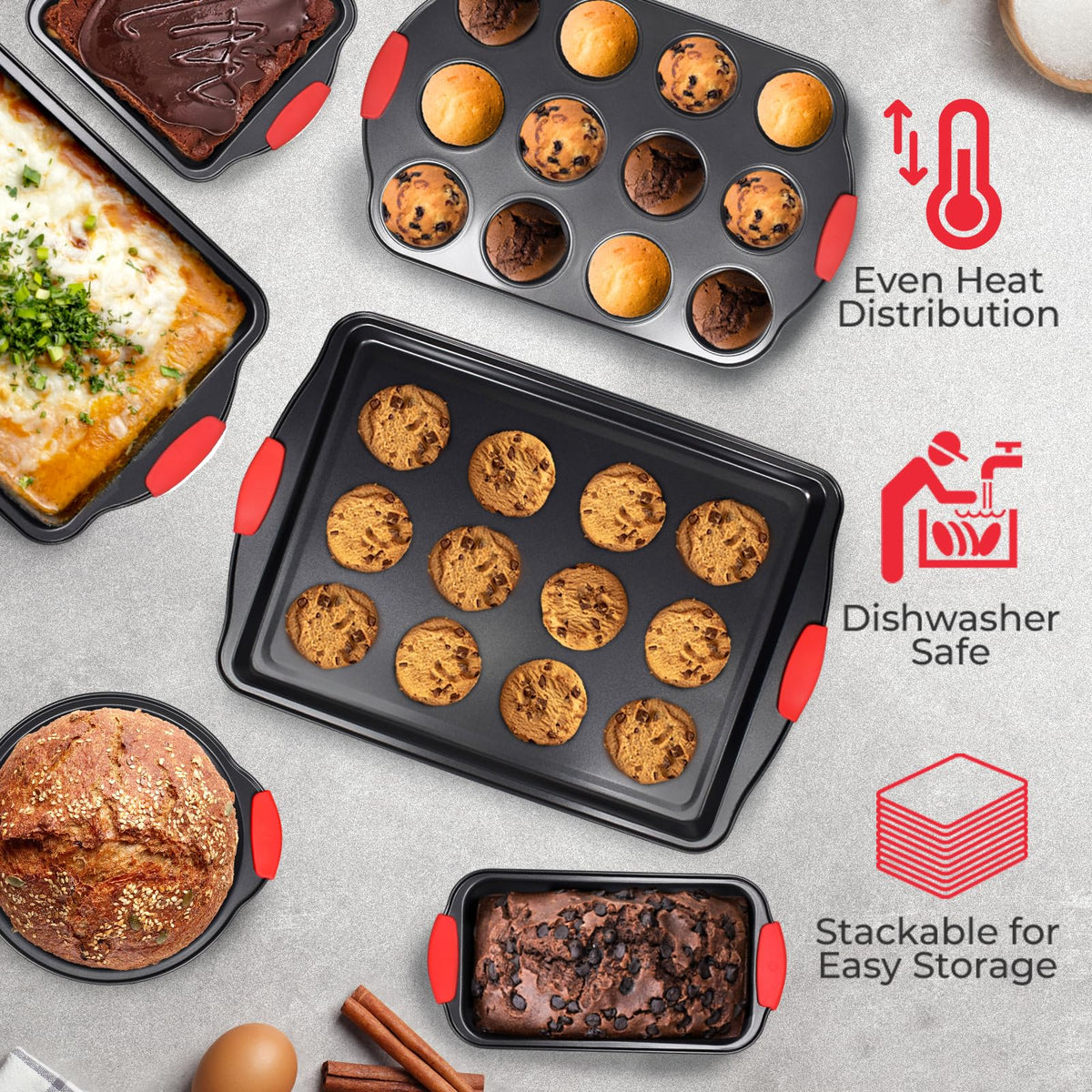 PERLLI square cake pan helps precise, clean cuts and uniform layers.