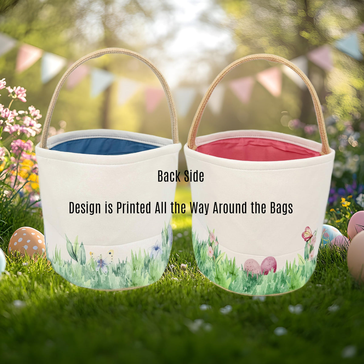 Sew What Fun Gifts Easter basket made with soft polyester burlap for lasting use