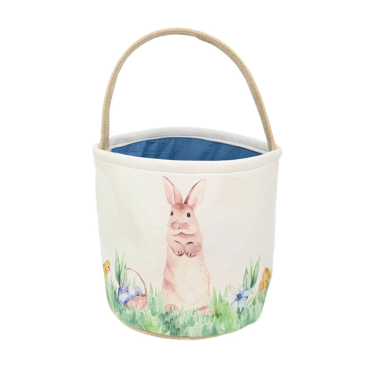 Sew What Fun Gifts Easter basket with watercolor rabbit design, durable and ideal for egg hunts