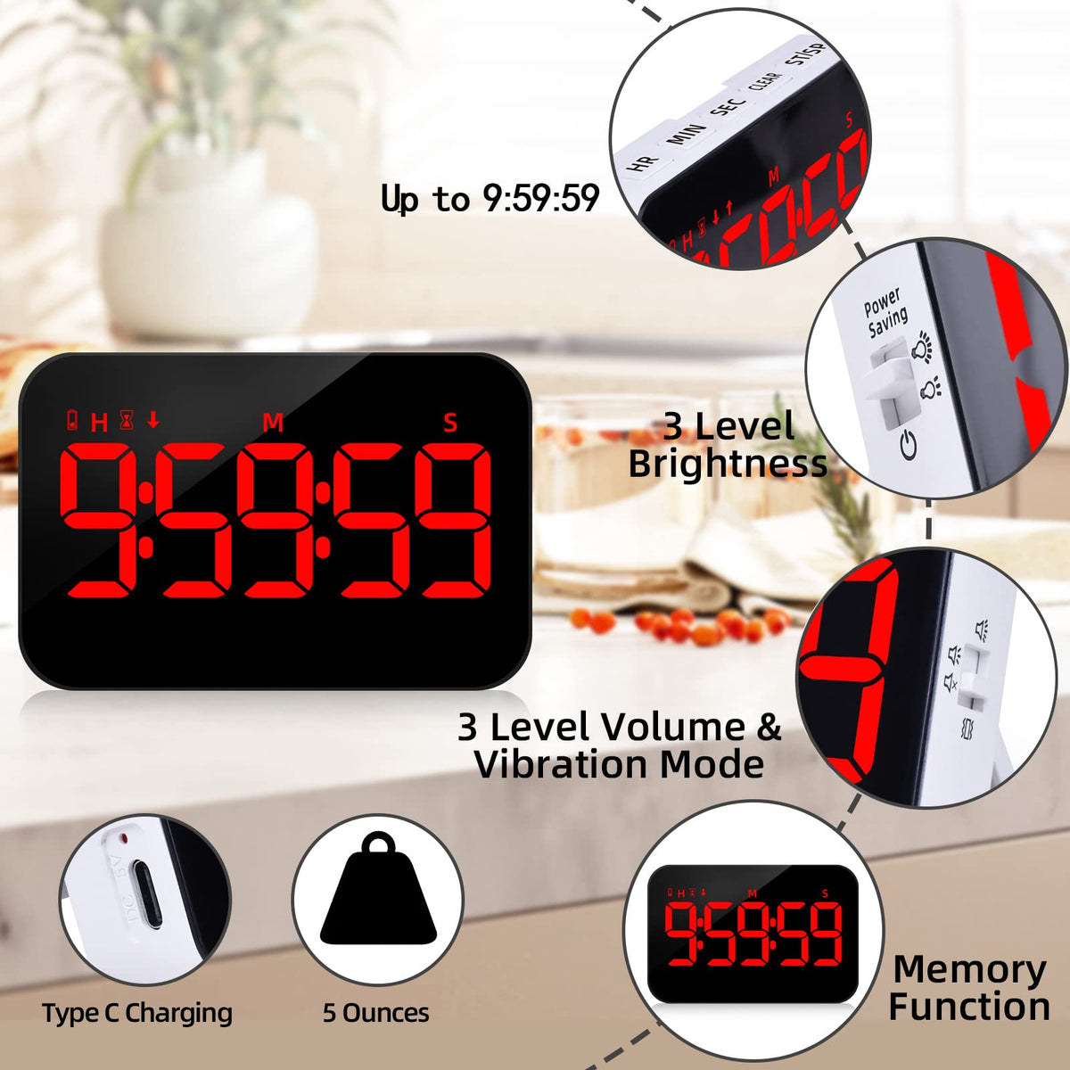 PERSUPER digital timer control buttons for easy countdown setup.