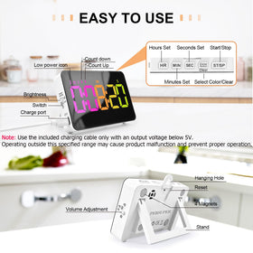 Persuper timer with magnetic back, extendable stand and hanging hook