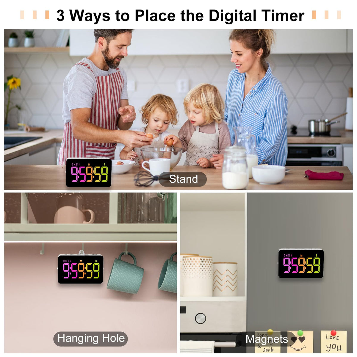 Persuper timer rechargeable via USB-C, no extra batteries required