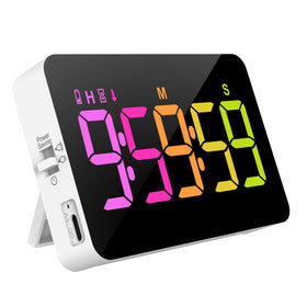 Persuper kitchen timer with RGB digital display for color-coded timing