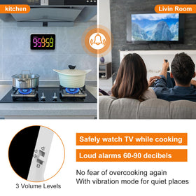Persuper timer provides three volume levels and a vibration option