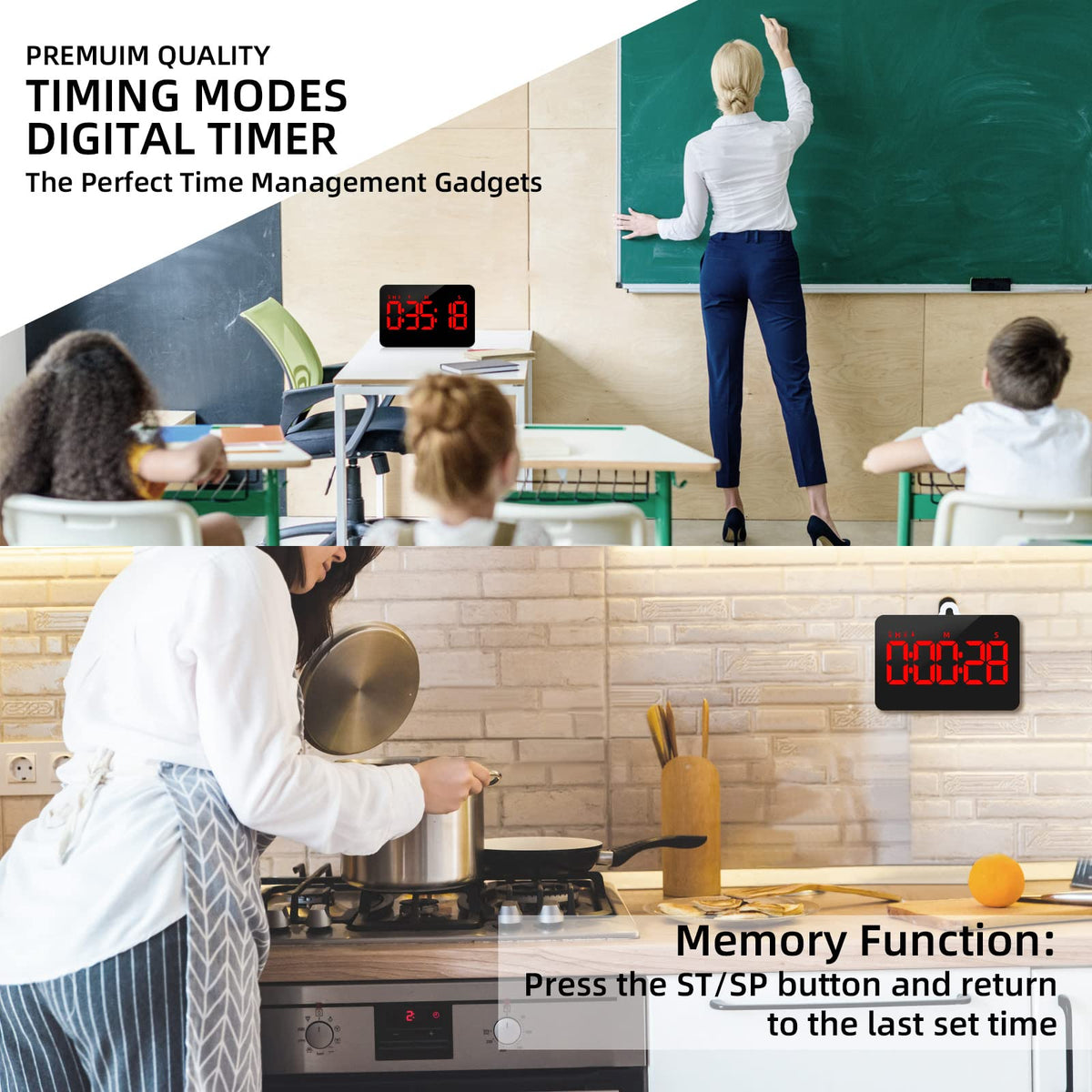 PERSUPER timer magnets and stand for flexible placement on a fridge.