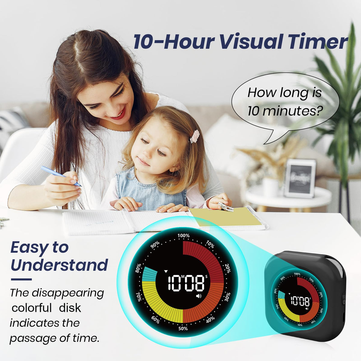 PERSUPER timer knob controls allow quick time adjustments for study sessions