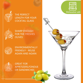 Perthlin reusable cocktail skewers with silver finish