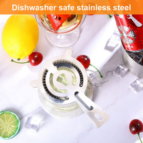 Perthlin stainless steel cocktail strainer with a comfortable handle for easy pouring.