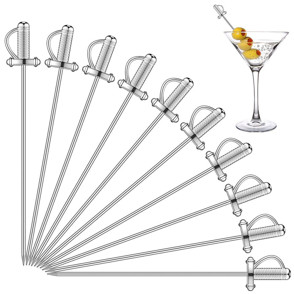 Perthlin sword-top stainless steel cocktail picks for elegant drinks