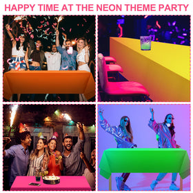 Peryiter neon tablecloth orange creates festive vibes and quick post-party cleanup