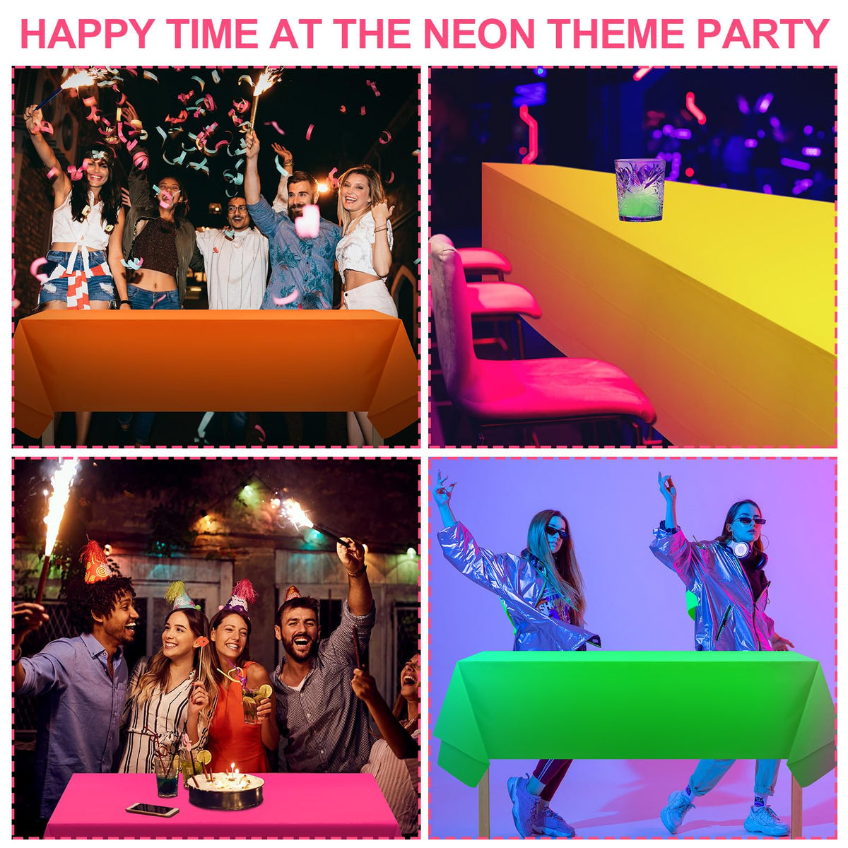 Peryiter neon orange tablecloth 54x72 creates energy-rich event ambiance.