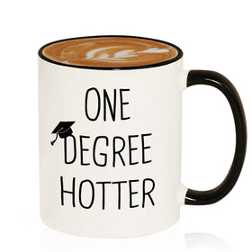 Petalsun One Degree Hotter mug front view, a stylish graduation keepsake for daily use.