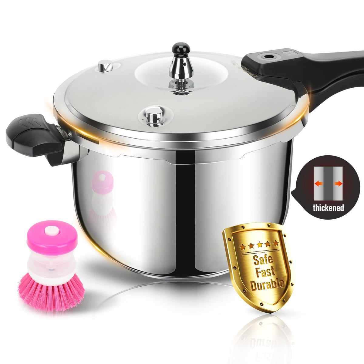 Peterboo stainless steel 4qt pressure cooker exterior for durable cooking