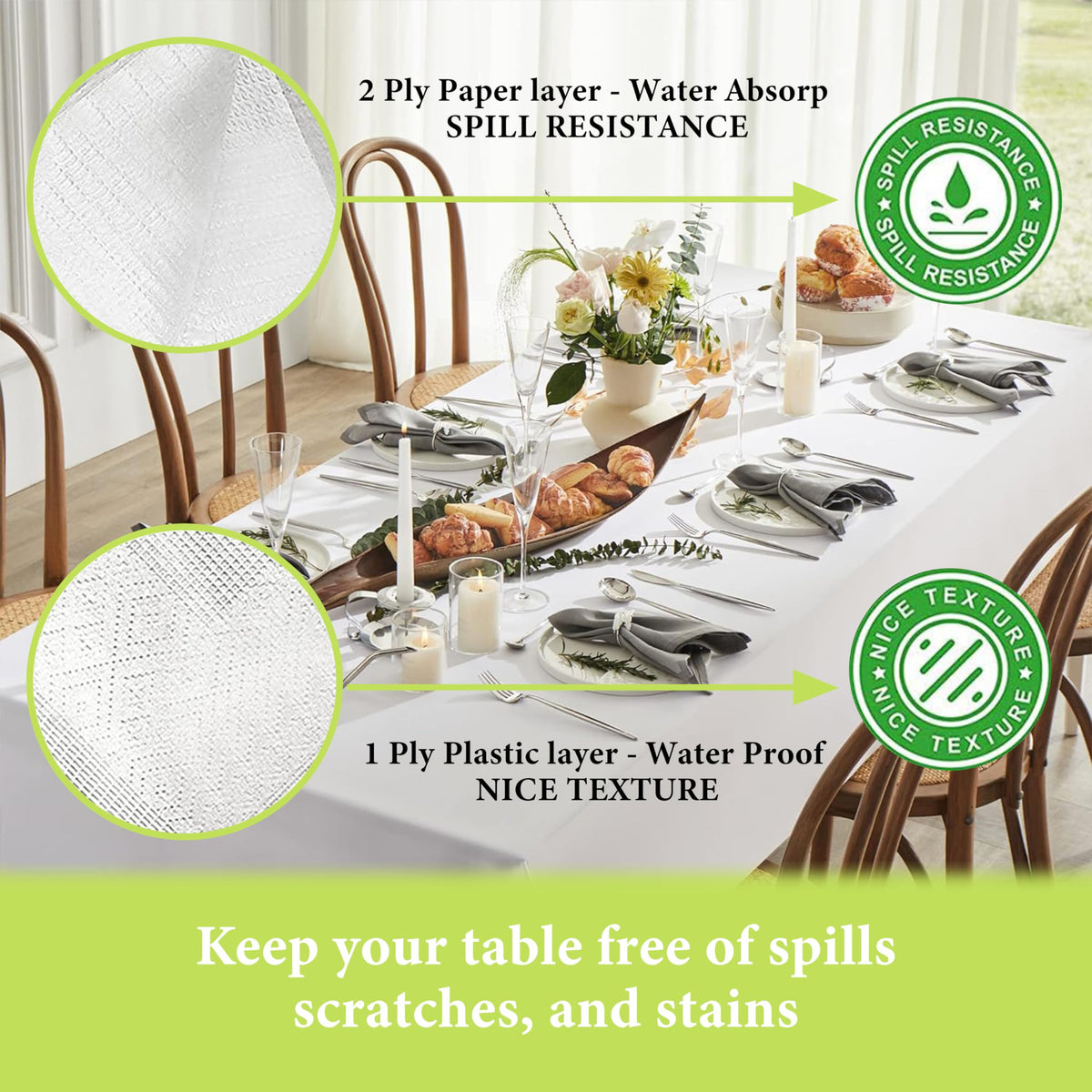 PETFNS color-variety tablecloths offer theme-friendly options to match party decor.