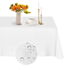PETFNS white rectangle tablecloth 54x108 inches on a table for events, clean and elegant backdrop.
