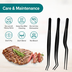 Pethomkit BBQ grilling tweezers assist turning meat with precision.