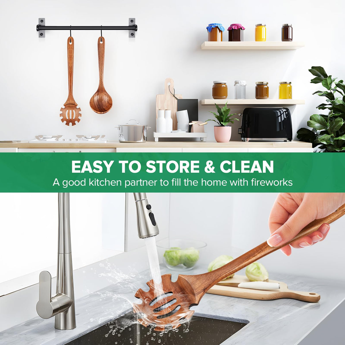 PETHOMKIT durable wooden utensils for home kitchens