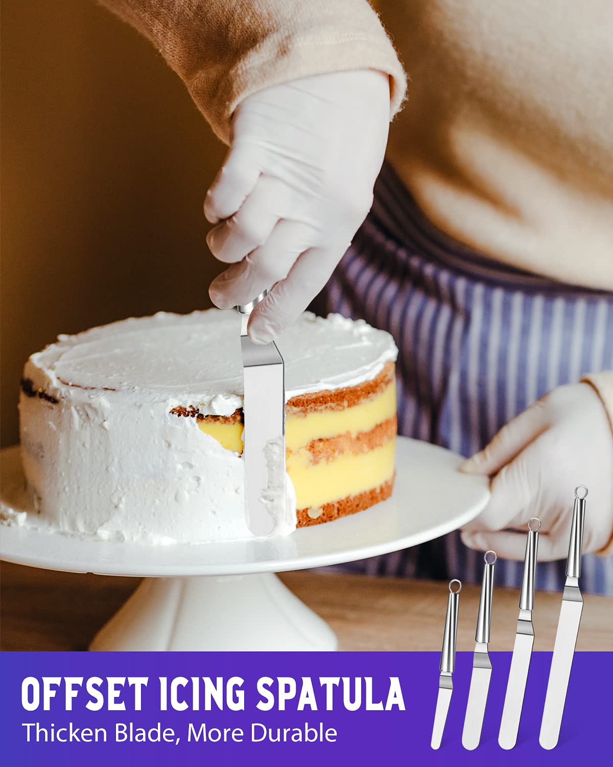 PETHOMKIT offset spatula with 6-inch blade ideal for smooth cake sides.
