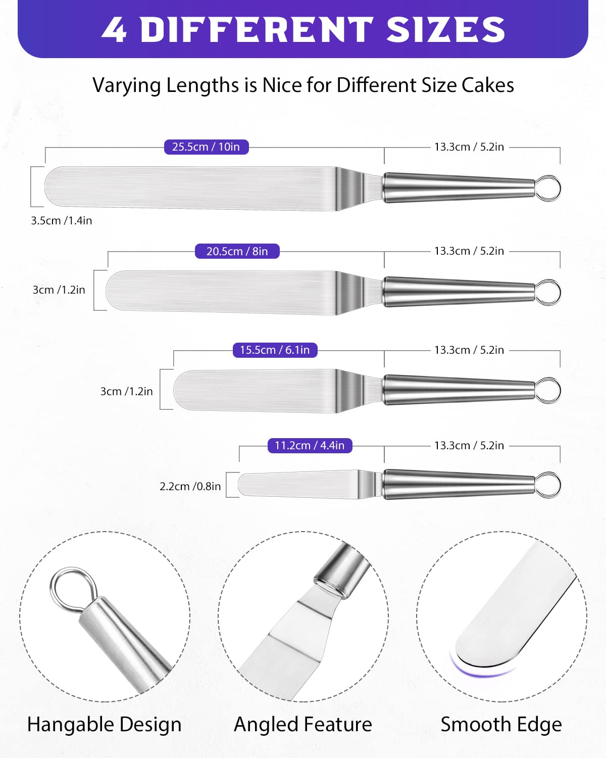 PETHOMKIT offset spatula with 8-inch blade enables even frosting on larger cakes.