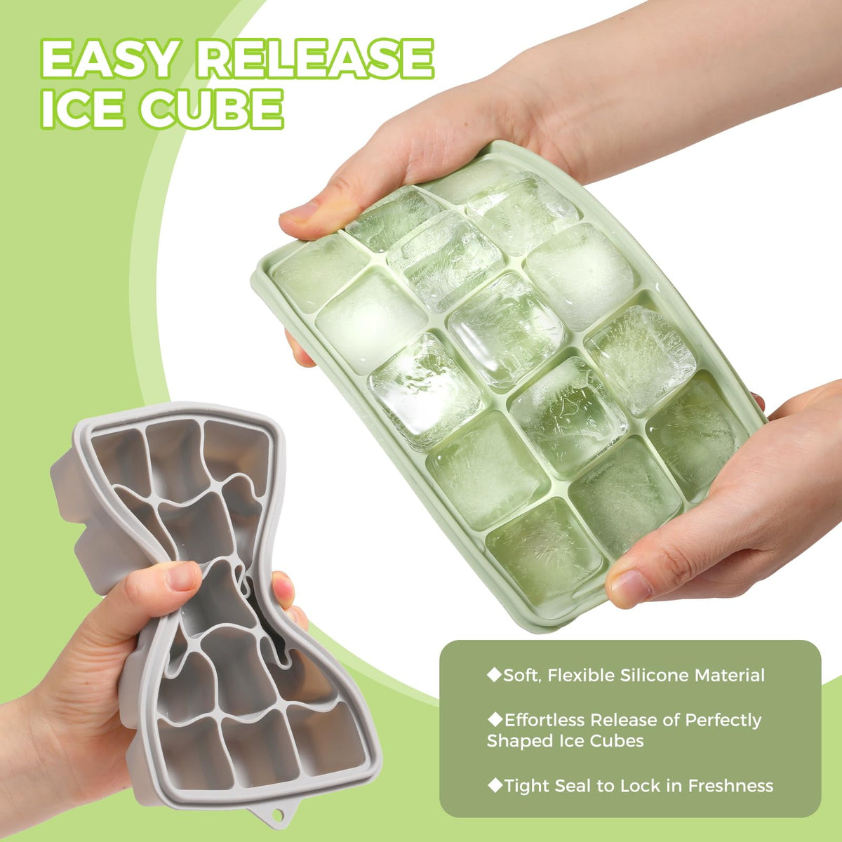 PET Hous ice trays with independent cavities and lids for easy release cubes