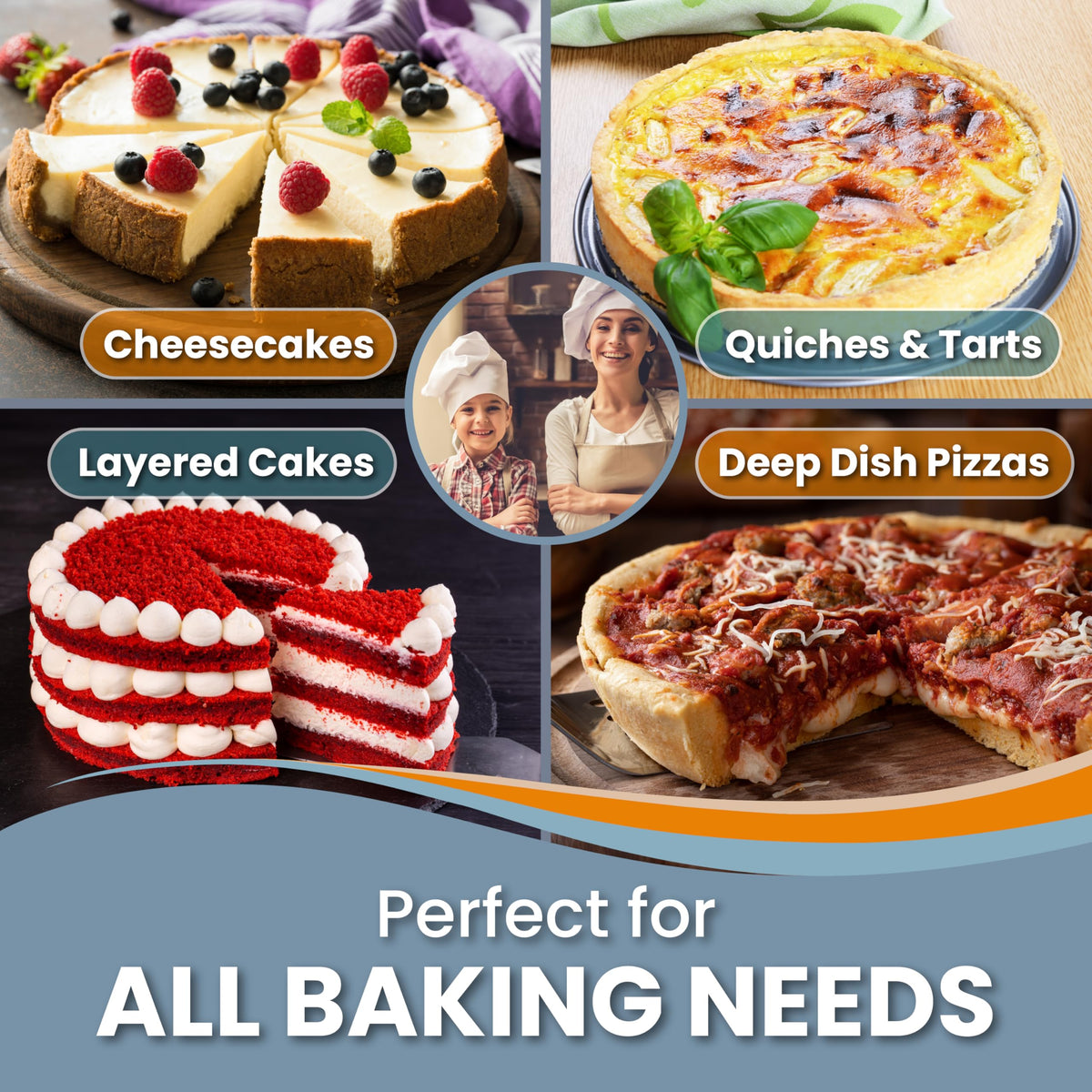 PETÍTS DESSERTS versatile springform pan for cakes, quiches, pies and more.