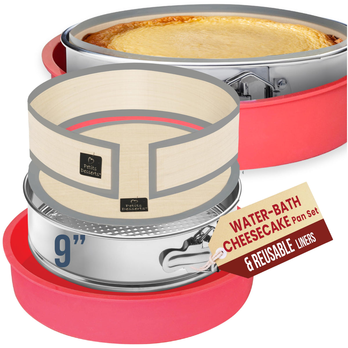 PETÍTS DESSERTS 9-inch springform pan for cheesecake with even baking and clean edges