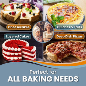 PETÍTS DESSERTS versatile pan handles layer cakes, quiches, pies with ease